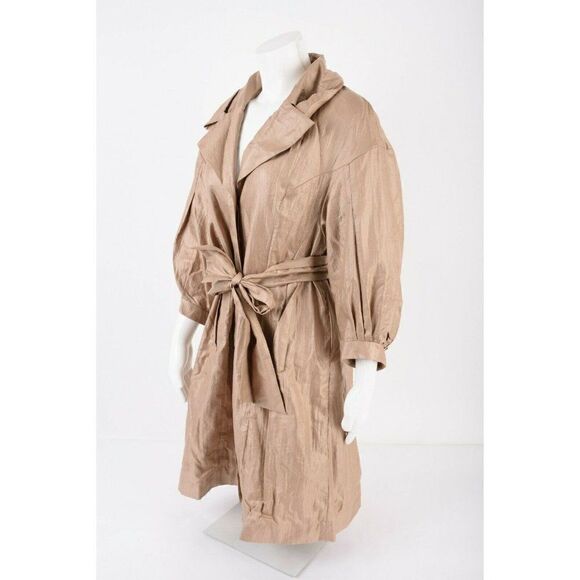 Cole Haan Womens Belted Trech Jacket Sz 8 Gold - Picture 3 of 7